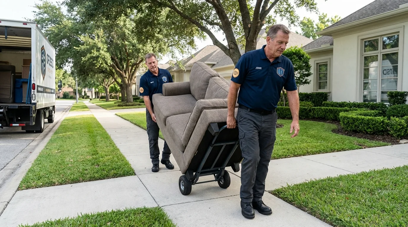 Local residential moving crew loading furniture in Langston, OK